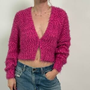 Urban Outfitters Pink Fuzzy Cardigan -xs